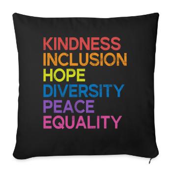 Egalité LGBTQ Drapeau arc-en-ciel Fierté LGBTQ - Coussin et housse de 45 x 45 cm - noir - Devant