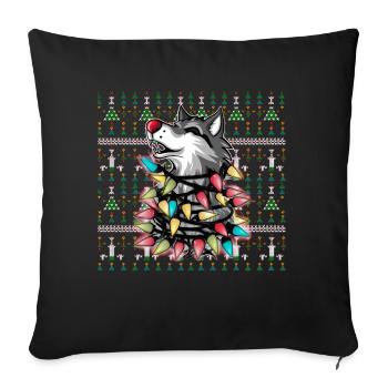 Wolf Ugly Christmas Weihnachten Xmas Santa Claus - Sofa pillow with filling 45cm x 45cm - black - Front