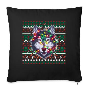 Wolf Ugly Christmas Weihnachten Xmas Santa Claus - Sofa pillow with filling 45cm x 45cm - black - Front