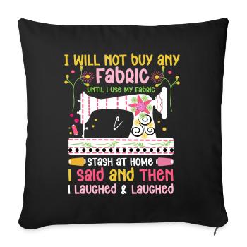 Quilt Knitting Crochet Sewing Machine Fabric - Sofa pillow with filling 45cm x 45cm - black - Front
