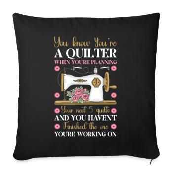 Quilt Knitting Crochet Sewing Machine Fabric - Sofa pillow with filling 45cm x 45cm - black - Front