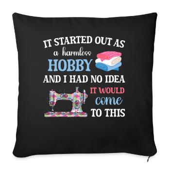 Quilt Knitting Crochet Sewing Machine Fabric - Sofa pillow with filling 45cm x 45cm - black - Front