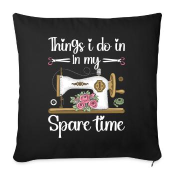 Quilt Knitting Crochet Sewing Machine Fabric - Sofa pillow with filling 45cm x 45cm - black - Front