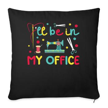 Quilt Knitting Crochet Sewing Machine Fabric - Sofa pillow with filling 45cm x 45cm - black - Front