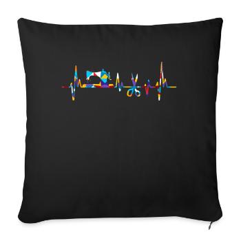 Quilt Knitting Crochet Sewing Machine Fabric - Sofa pillow with filling 45cm x 45cm - black - Front