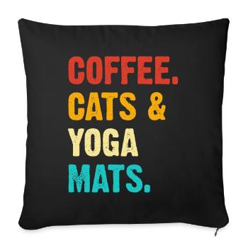 Coffee Cats Yoga Mats - Sofa pillow with filling 45cm x 45cm - black - Front