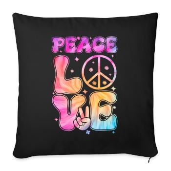 Groovy Tie Dye Peace Love Sign Retro Hippie - Sofa pillow with filling 45cm x 45cm - black - Front