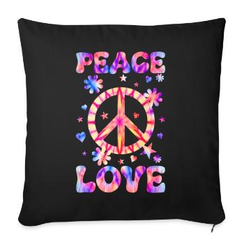 Groovy Tie Dye Peace Love Sign Retro Hippie - Sofa pillow with filling 45cm x 45cm - black - Front