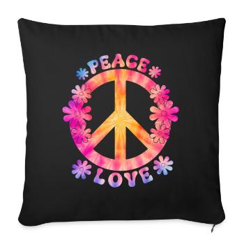 Groovy Tie Dye Peace Love Sign Retro Hippie - Sofa pillow with filling 45cm x 45cm - black - Front