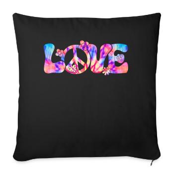 Groovy Tie Dye Peace Love Sign Retro Hippie - Sofa pillow with filling 45cm x 45cm - black - Front