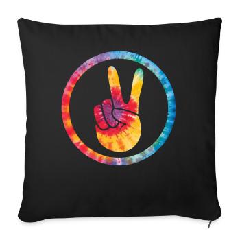 Groovy Tie Dye Peace Love Sign Retro Hippie - Sofa pillow with filling 45cm x 45cm - black - Front
