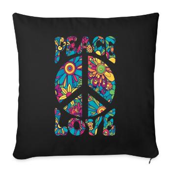 Groovy Tie Dye Peace Love Sign Retro Hippie - Sofa pillow with filling 45cm x 45cm - black - Front