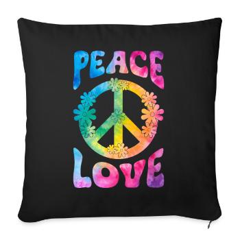 Groovy Tie Dye Peace Love Sign Retro Hippie - Sofa pillow with filling 45cm x 45cm - black - Front