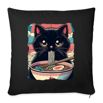 Katzen Ramen Nudel Japaner Anime Manga Kawaii - Sofakissen mit Füllung 45 x 45 cm - Schwarz - Vorne