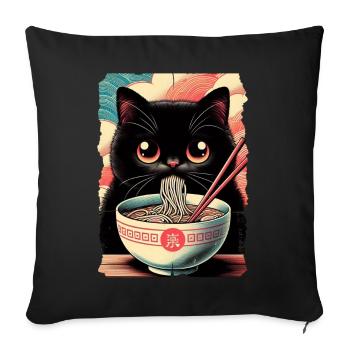 Katzen Ramen Nudel Japaner Anime Manga Kawaii - Sofakissen mit Füllung 45 x 45 cm - Schwarz - Vorne