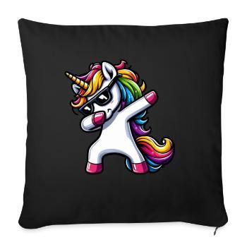 Licorne à pois surprise Rainbow Girl - Coussin et housse de 45 x 45 cm - noir - Devant