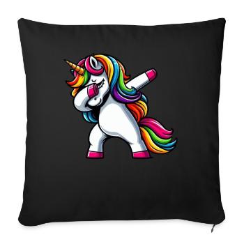 Licorne à pois surprise Rainbow Girl - Coussin et housse de 45 x 45 cm - noir - Devant