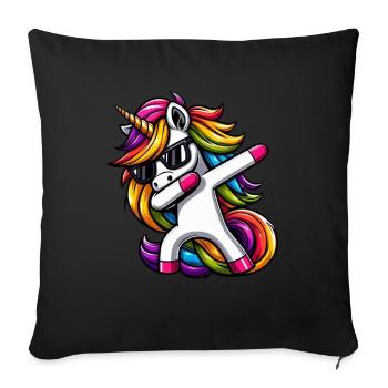 Licorne à pois surprise Rainbow Girl - Coussin et housse de 45 x 45 cm - noir - Devant