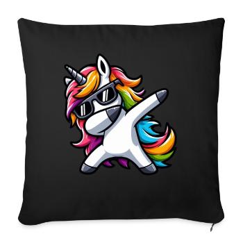 Licorne à pois surprise Rainbow Girl - Coussin et housse de 45 x 45 cm - noir - Devant