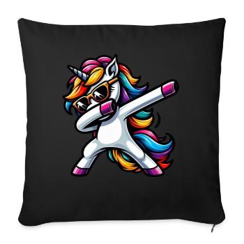 Licorne à pois surprise Rainbow Girl - Coussin et housse de 45 x 45 cm - noir - Devant