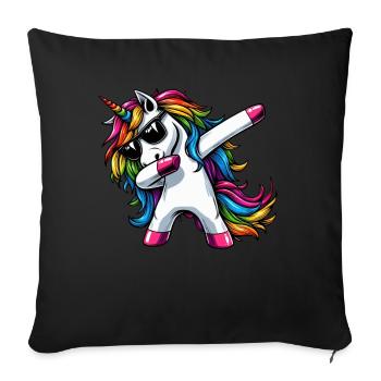 Licorne à pois surprise Rainbow Girl - Coussin et housse de 45 x 45 cm - noir - Devant