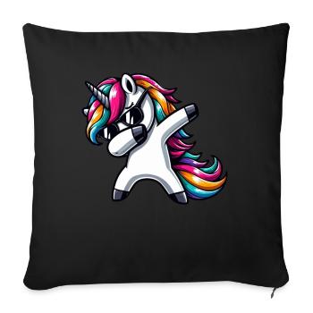 Licorne à pois surprise Rainbow Girl - Coussin et housse de 45 x 45 cm - noir - Devant