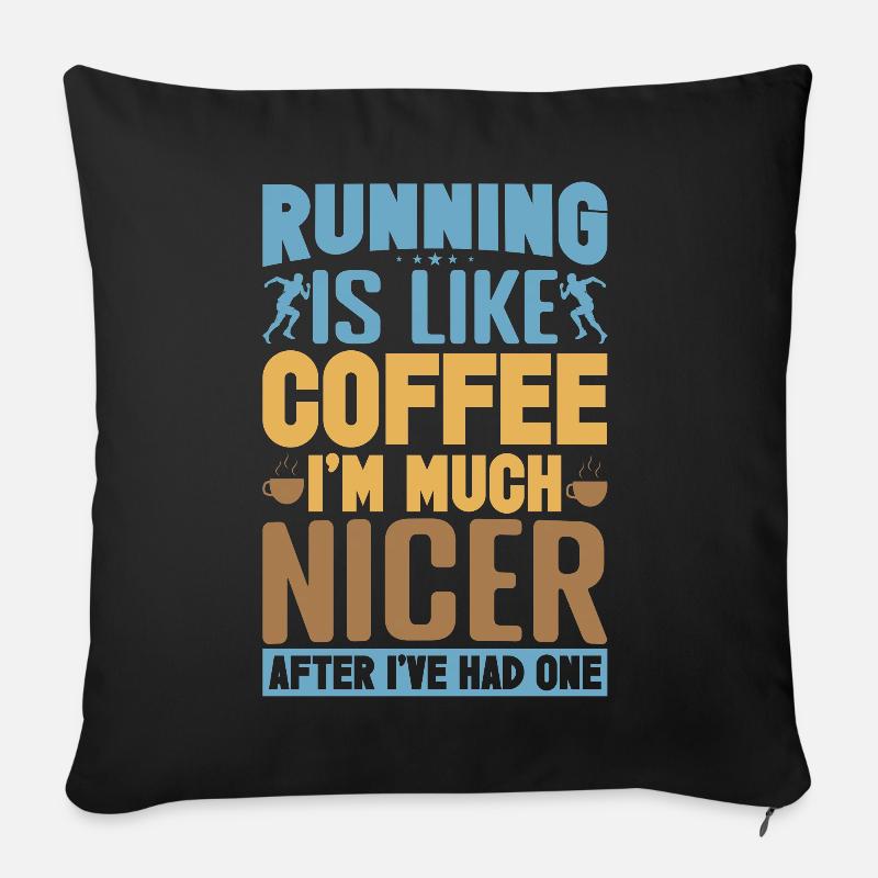 Running Is Like Coffee Marathon Runner - Sofakissen mit Füllung 45 x 45 cm - Schwarz