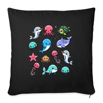 Colorful sea creatures for kids Sea creatures - Sofa pillow with filling 45cm x 45cm - black - Front