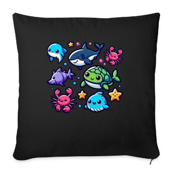 Colorful sea creatures for kids Sea creatures - Sofa pillow with filling 45cm x 45cm - black - Front
