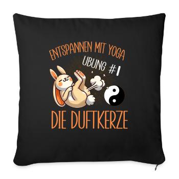 Relaxing with Yoga Bunny Funny Meditation Exercise - Sofa pillow with filling 45cm x 45cm - black - Front