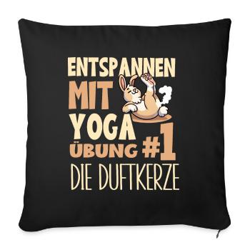 Relaxing with Yoga Bunny Funny Meditation Exercise - Sofa pillow with filling 45cm x 45cm - black - Front