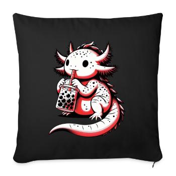 Axolotl Boba Thé Buvant Otaku Anime Lover - Coussin et housse de 45 x 45 cm - noir - Devant