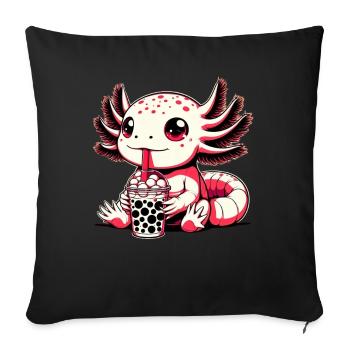 Axolotl Boba Tee Trinken Otaku Anime Liebhaber - Sofakissen mit Füllung 45 x 45 cm - Schwarz - Vorne