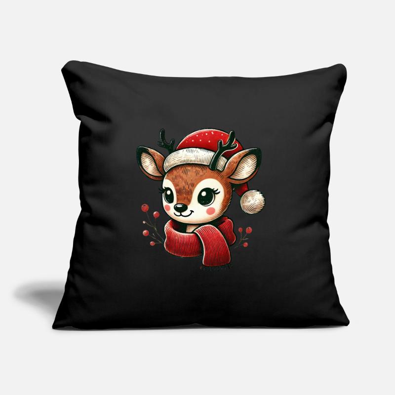 Renne de Noël avec écharpe et chapeau Coussin et housse de 45 x 45 cm
