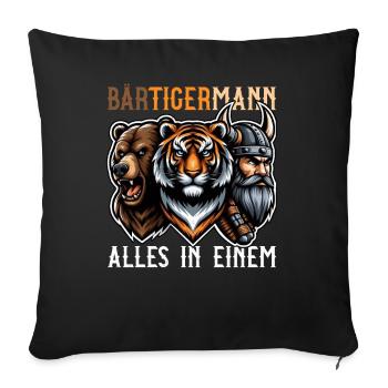 HOMME BARBU Viking barbe Homme Tigre Drôle - Coussin et housse de 45 x 45 cm - noir - Devant