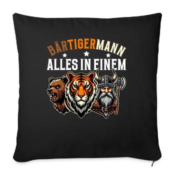 HOMME BARBU Viking barbe Homme Tigre Drôle - Coussin et housse de 45 x 45 cm - noir - Devant