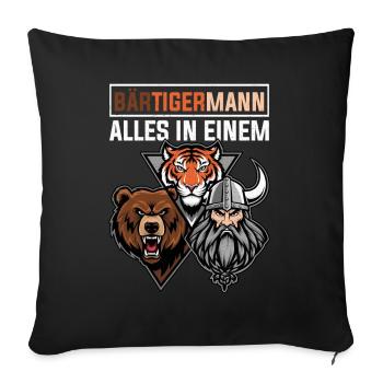 HOMME BARBU Viking barbe Homme Tigre Drôle - Coussin et housse de 45 x 45 cm - noir - Devant