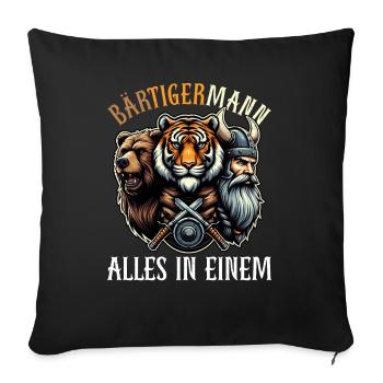 HOMME BARBU Viking barbe Homme Tigre Drôle - Coussin et housse de 45 x 45 cm - noir - Devant