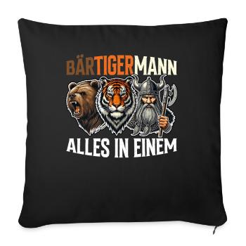 HOMME BARBU Viking barbe Homme Tigre Drôle - Coussin et housse de 45 x 45 cm - noir - Devant