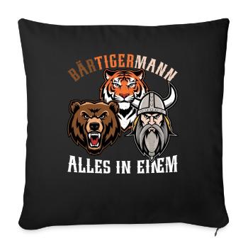 HOMME BARBU Viking barbe Homme Tigre Drôle - Coussin et housse de 45 x 45 cm - noir - Devant