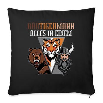 HOMME BARBU Viking barbe Homme Tigre Drôle - Coussin et housse de 45 x 45 cm - noir - Devant