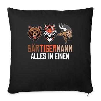 HOMME BARBU Viking barbe Homme Tigre Drôle - Coussin et housse de 45 x 45 cm - noir - Devant