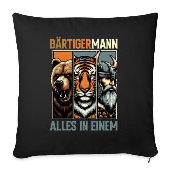 HOMME BARBU Viking barbe Homme Tigre Drôle - Coussin et housse de 45 x 45 cm - noir - Devant