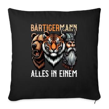 HOMME BARBU Viking barbe Homme Tigre Drôle - Coussin et housse de 45 x 45 cm - noir - Devant