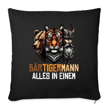 HOMME BARBU Viking barbe Homme Tigre Drôle - Coussin et housse de 45 x 45 cm - noir - Devant