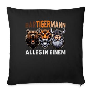 HOMME BARBU Viking barbe Homme Tigre Drôle - Coussin et housse de 45 x 45 cm - noir - Devant