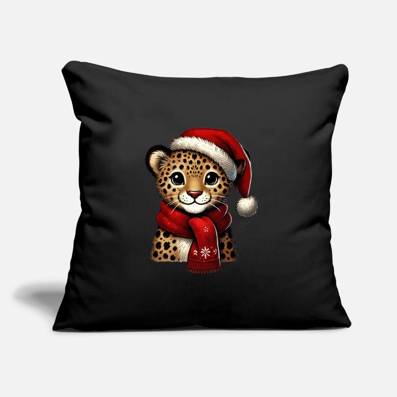 Bébé léopard de Noël avec écharpe et Coussin et housse de 45 x 45 cm