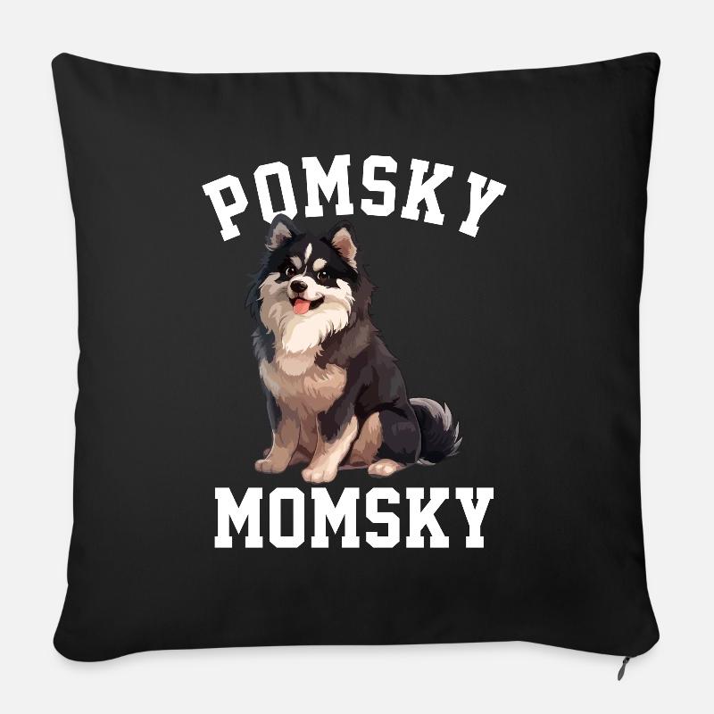 Pomsky Momsky dog - Sofakissen mit Füllung 45 x 45 cm - Schwarz