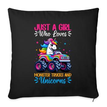 Monster Truck Unicorn Birthday Party Girl - Sofa pillow with filling 45cm x 45cm - black - Front