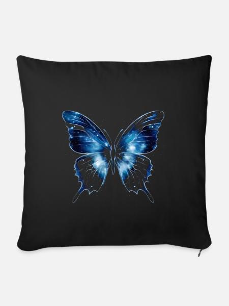 Blauer Schmetterling - Sofakissen mit Füllung 45 x 45 cm - Schwarz